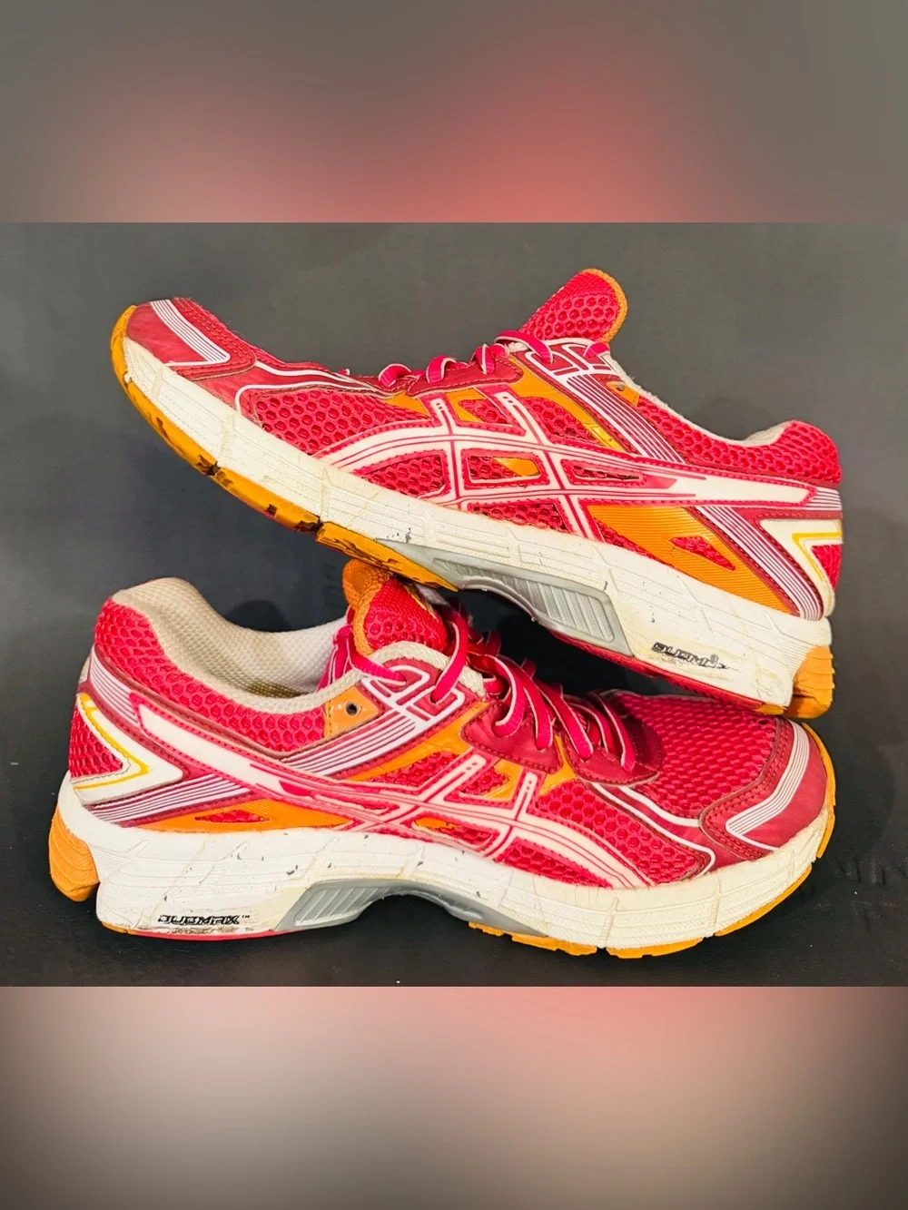 ASICS Women's Hot Pink and Orange Athletic Running Shoes